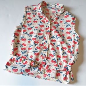 Vintage girl cotton sleeveless blouse and belt💗